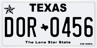 TX license plate DOR0456