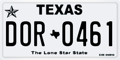TX license plate DOR0461