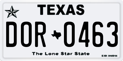 TX license plate DOR0463