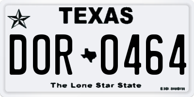 TX license plate DOR0464