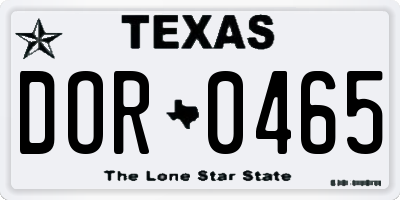 TX license plate DOR0465