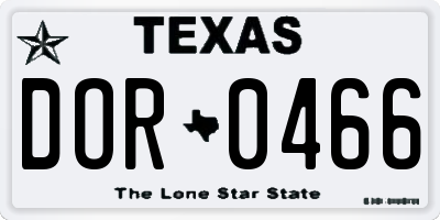 TX license plate DOR0466