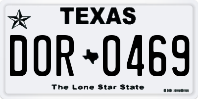 TX license plate DOR0469