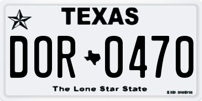 TX license plate DOR0470