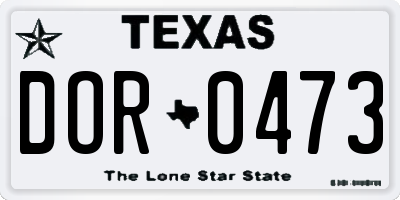 TX license plate DOR0473