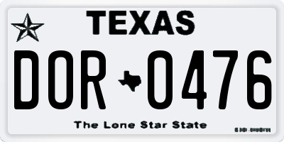 TX license plate DOR0476
