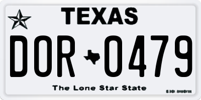 TX license plate DOR0479