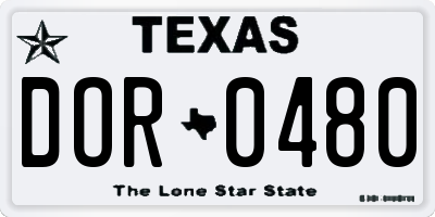 TX license plate DOR0480