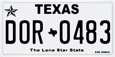 TX license plate DOR0483