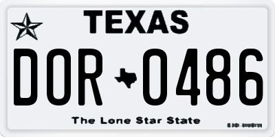 TX license plate DOR0486
