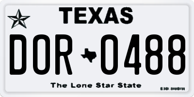 TX license plate DOR0488