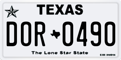 TX license plate DOR0490