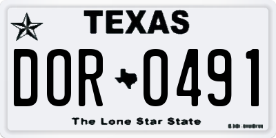 TX license plate DOR0491