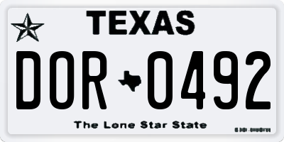 TX license plate DOR0492