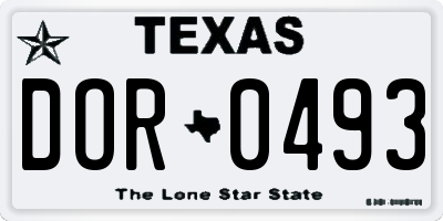 TX license plate DOR0493