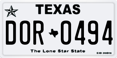 TX license plate DOR0494