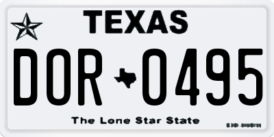 TX license plate DOR0495