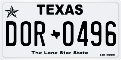 TX license plate DOR0496