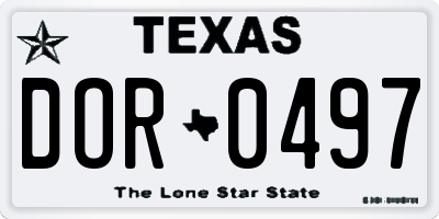 TX license plate DOR0497
