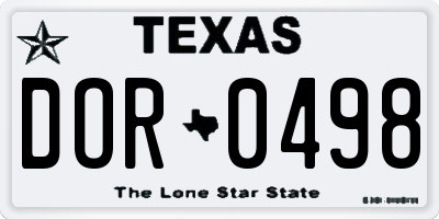 TX license plate DOR0498