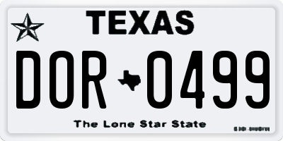 TX license plate DOR0499