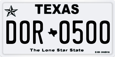 TX license plate DOR0500