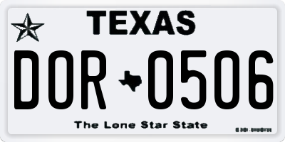 TX license plate DOR0506