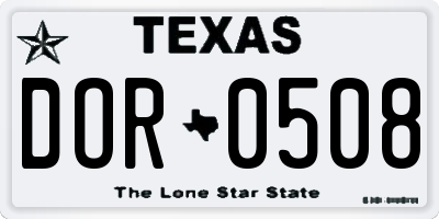 TX license plate DOR0508
