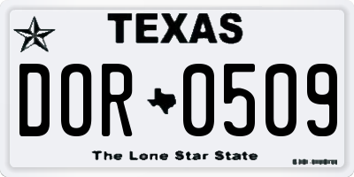 TX license plate DOR0509