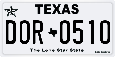 TX license plate DOR0510