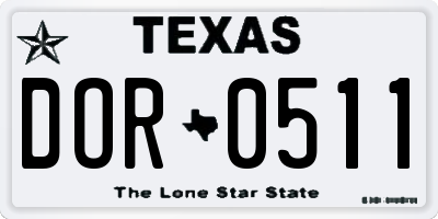 TX license plate DOR0511