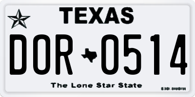 TX license plate DOR0514