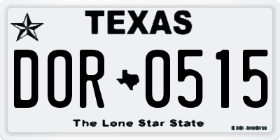 TX license plate DOR0515