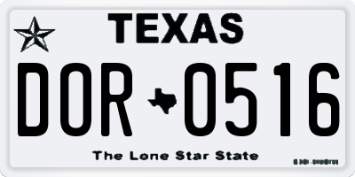 TX license plate DOR0516