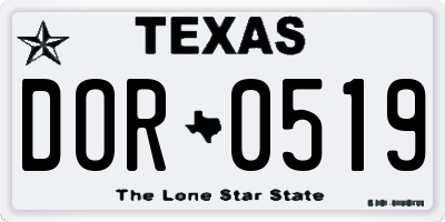 TX license plate DOR0519