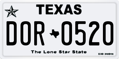 TX license plate DOR0520