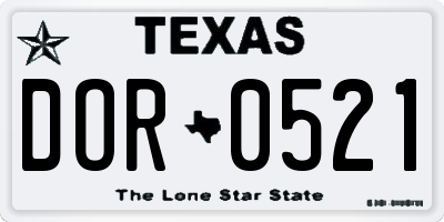 TX license plate DOR0521