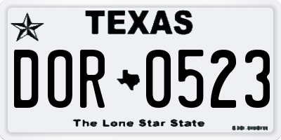 TX license plate DOR0523