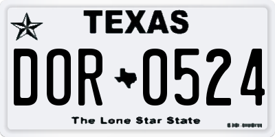 TX license plate DOR0524