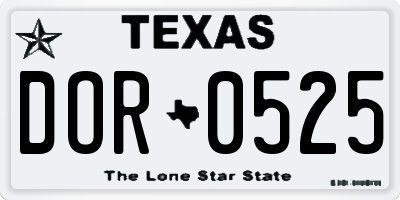TX license plate DOR0525