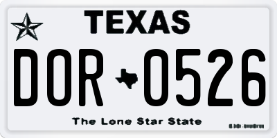 TX license plate DOR0526