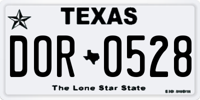 TX license plate DOR0528