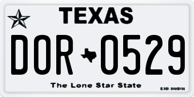 TX license plate DOR0529