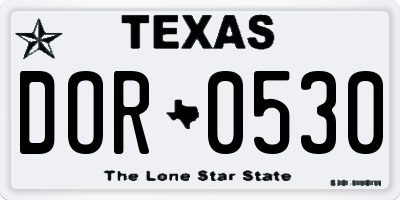TX license plate DOR0530