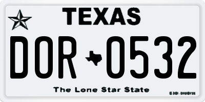 TX license plate DOR0532
