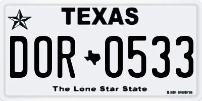 TX license plate DOR0533