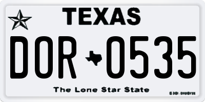 TX license plate DOR0535
