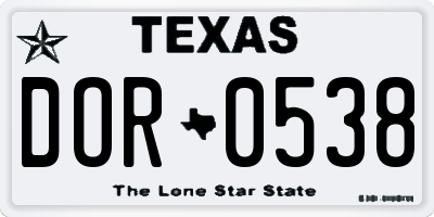 TX license plate DOR0538