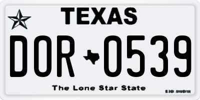 TX license plate DOR0539
