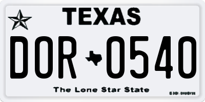 TX license plate DOR0540